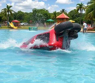 crianças feridas capotamento parque aquático